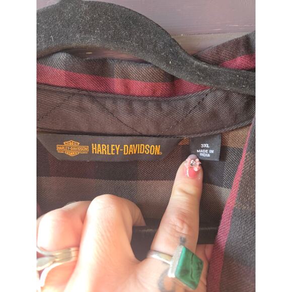 Harley Davidson Flannel Button Up Mens Size 3XL Embroided Logo New W/out Tags!! - Picture 3 of 7